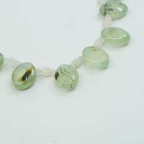 16”, designer Sterling Silver 925 necklace w/ nugget jade W/ Moonstone