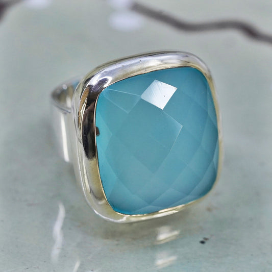 Size 7, vintage Sterling 925 silver statement ring and chalcedony