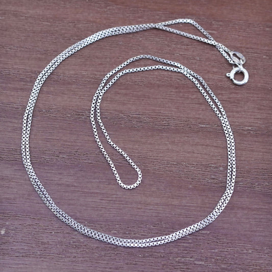 24”, 1mm, vintage Sterling silver box chain, Italy 925 necklace