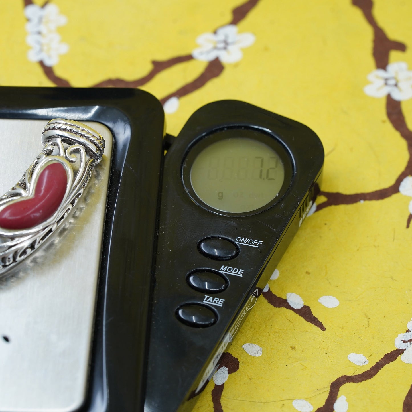 Sterling silver handmade pendant, 925 filigree pendant with red jasper heart