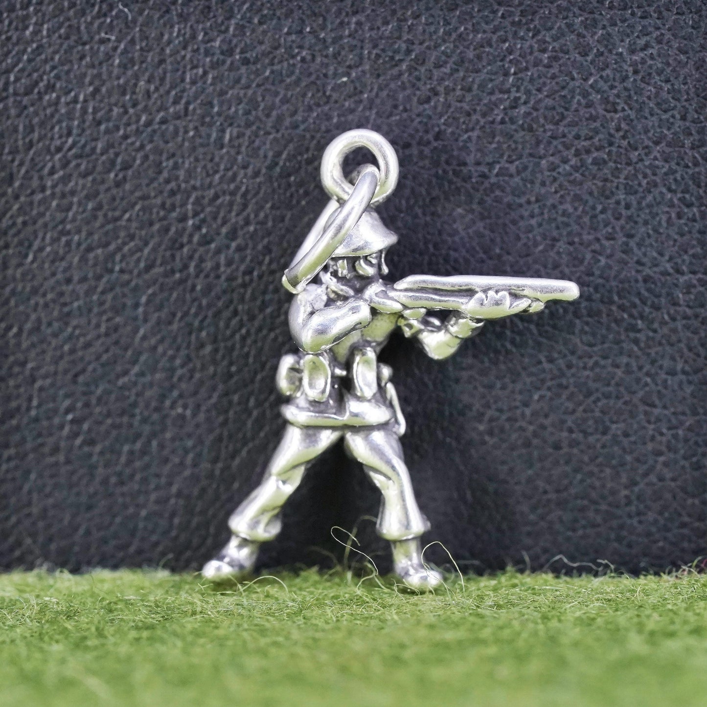 Vintage sterling silver handmade pendant, 925 soldier figure charm