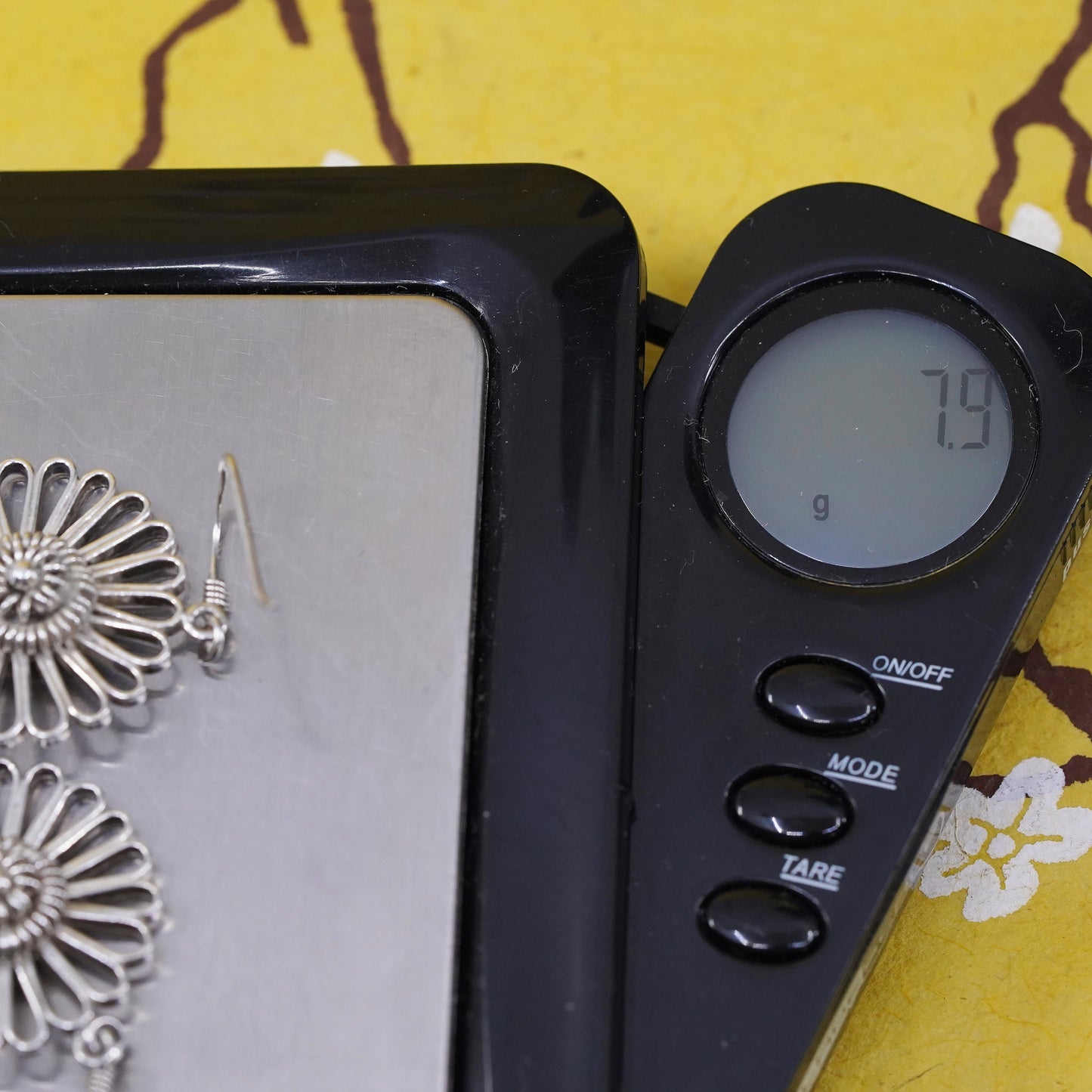 Vintage Sterling silver handmade earrings, 925 Filigree flower drops