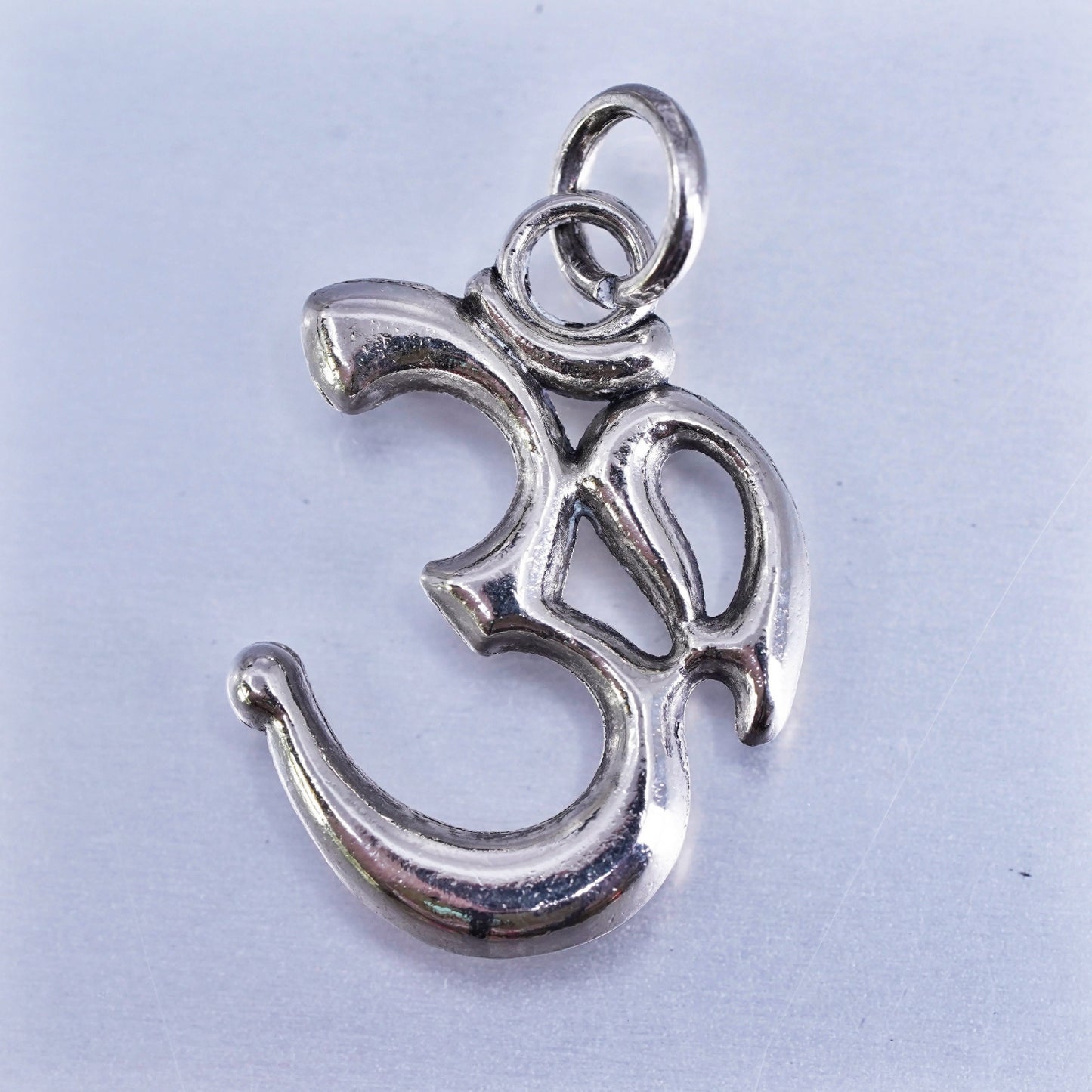 vintage sterling silver handmade pendant, 925 om aum, spiritual prayer symbol