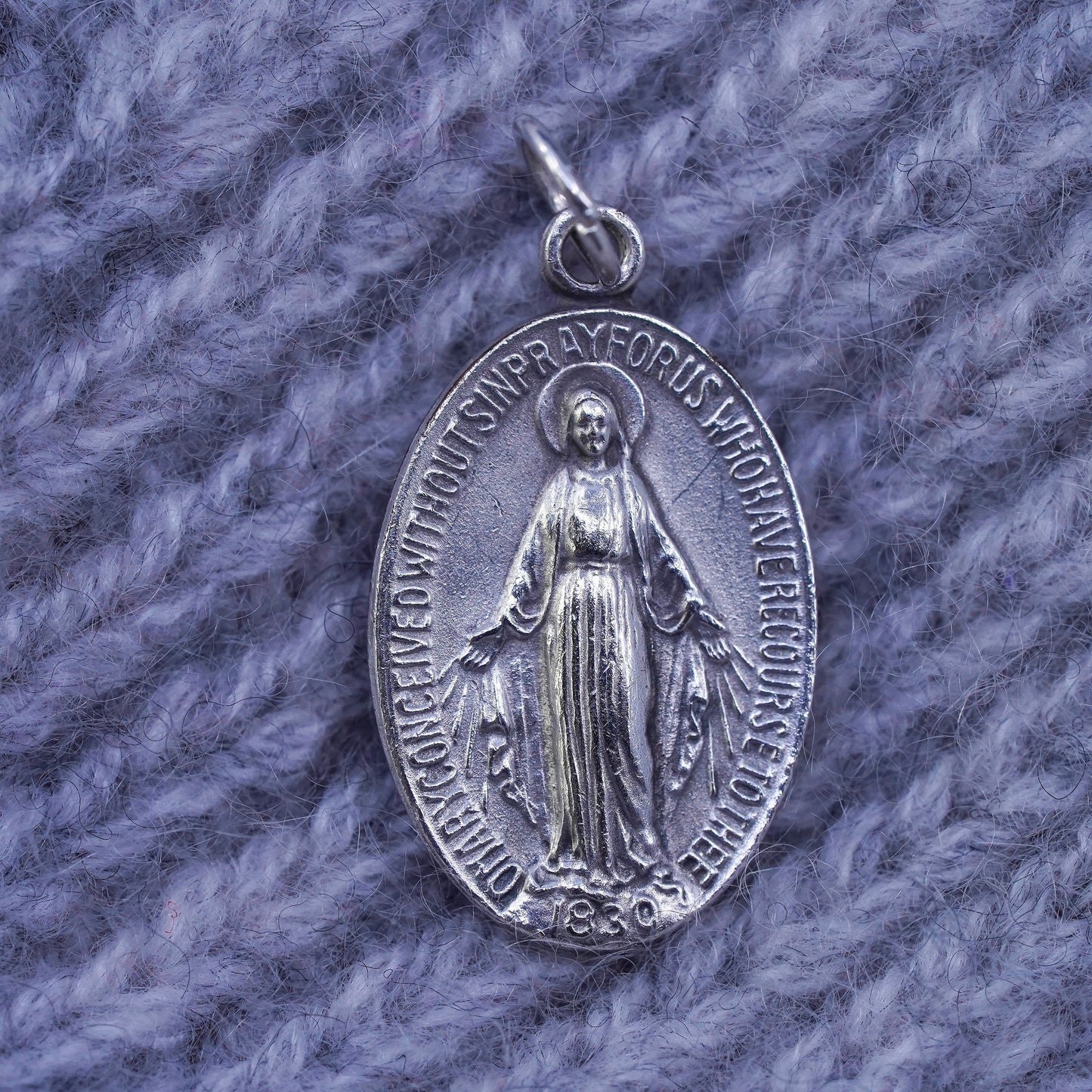 sterling silver Virgin Mary pendant, 925 tag charm mary conceived sin pray us