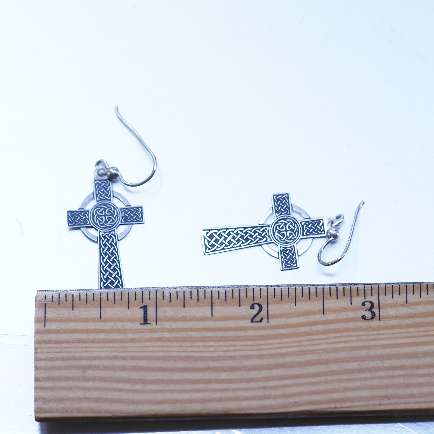 Vintage Irish Sterling 925 silver handmade Celtic knot cross earrings