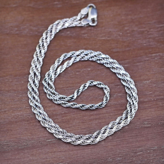 20”, 3mm, vintage Sterling silver necklace, Italy 925 rope chain