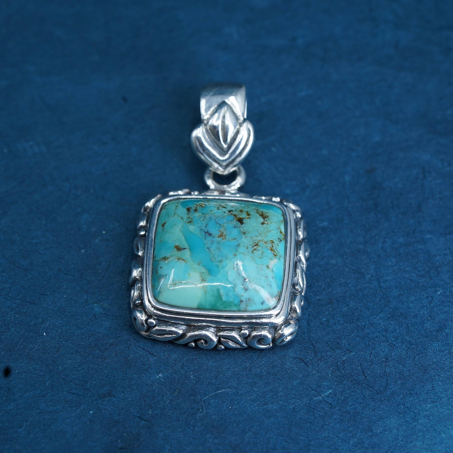 barse Sterling 925 silver handmade pendant with teardrop copper turquoise