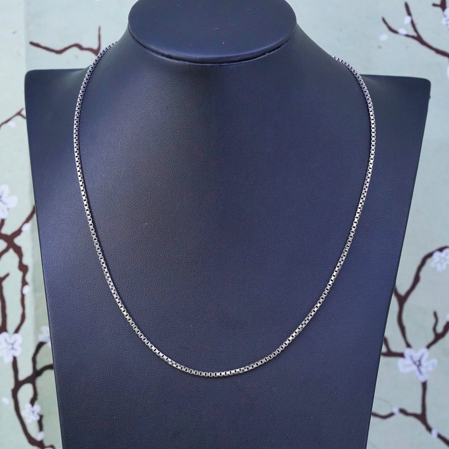 18", 1.6mm, vintage ECCO sterling silver box chain, 925 necklace