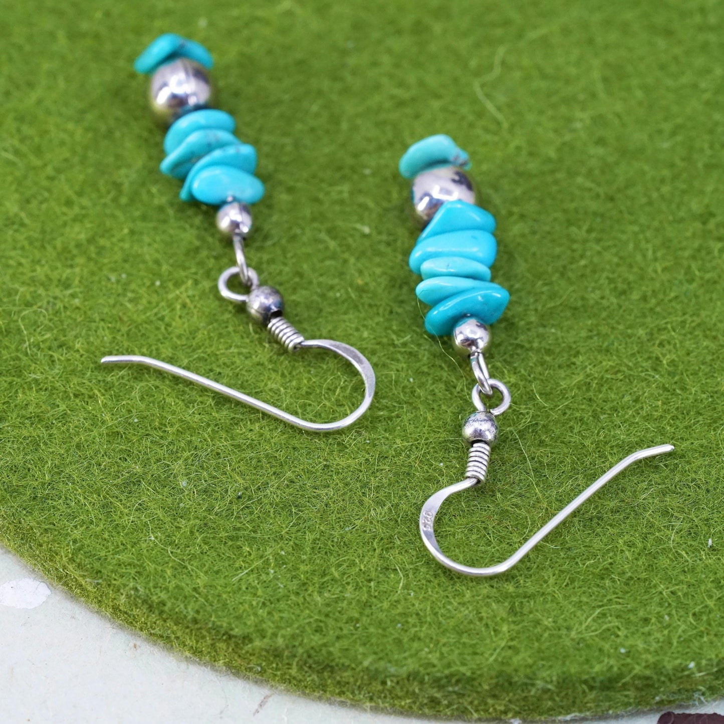 Southwestern sterling silver 925 handmade earrings with turquoise beads