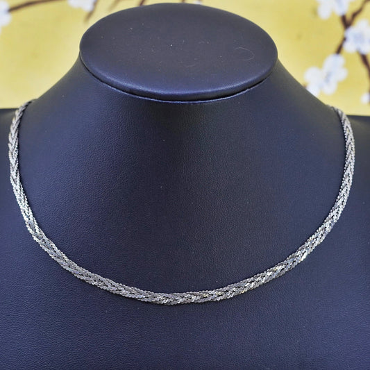 18” 3mm, vintage Sterling silver necklace, Italy 925 woven s link chain