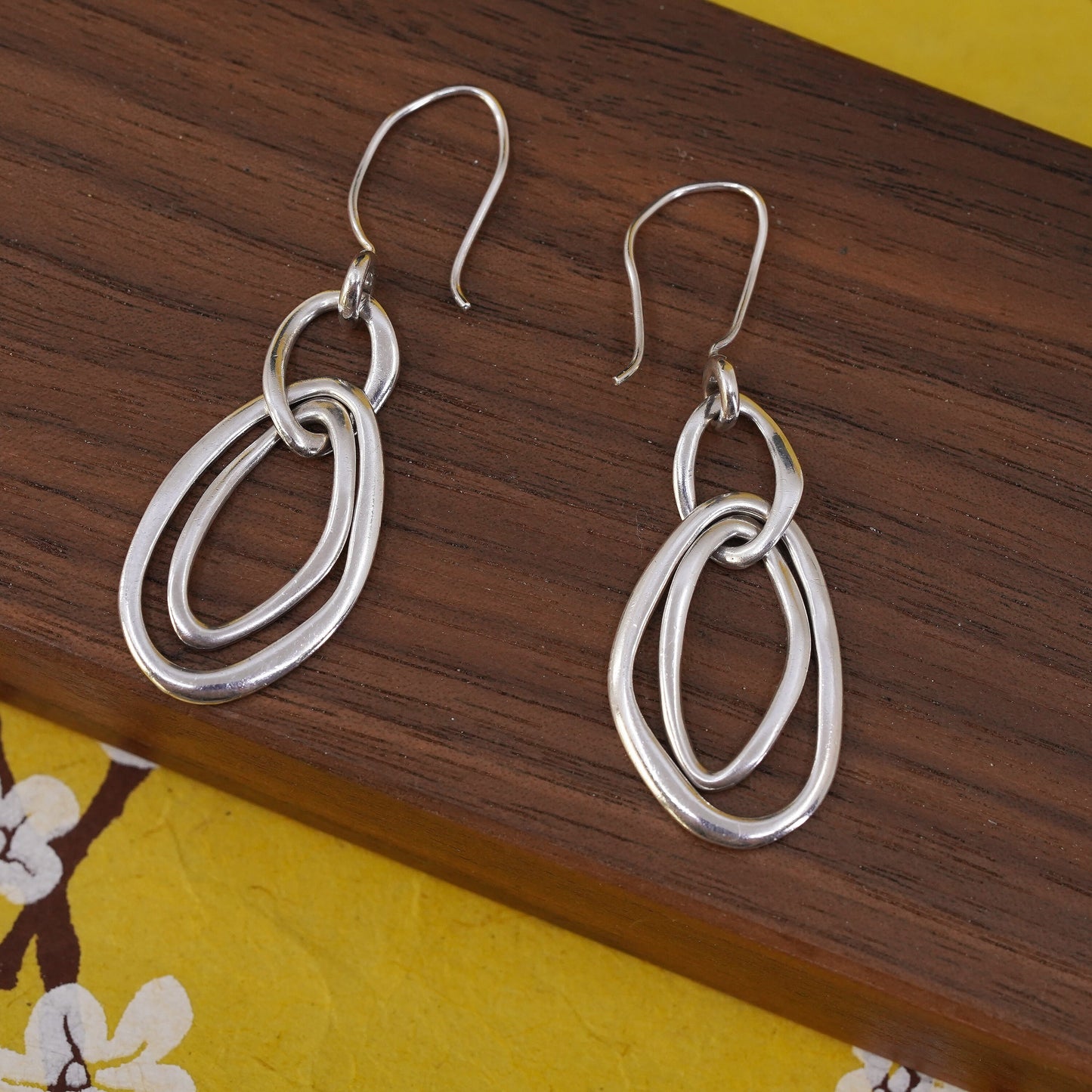 vintage Silpada 925 Sterling Silver Long Modernist Dangle Earrings 2” Jewelry