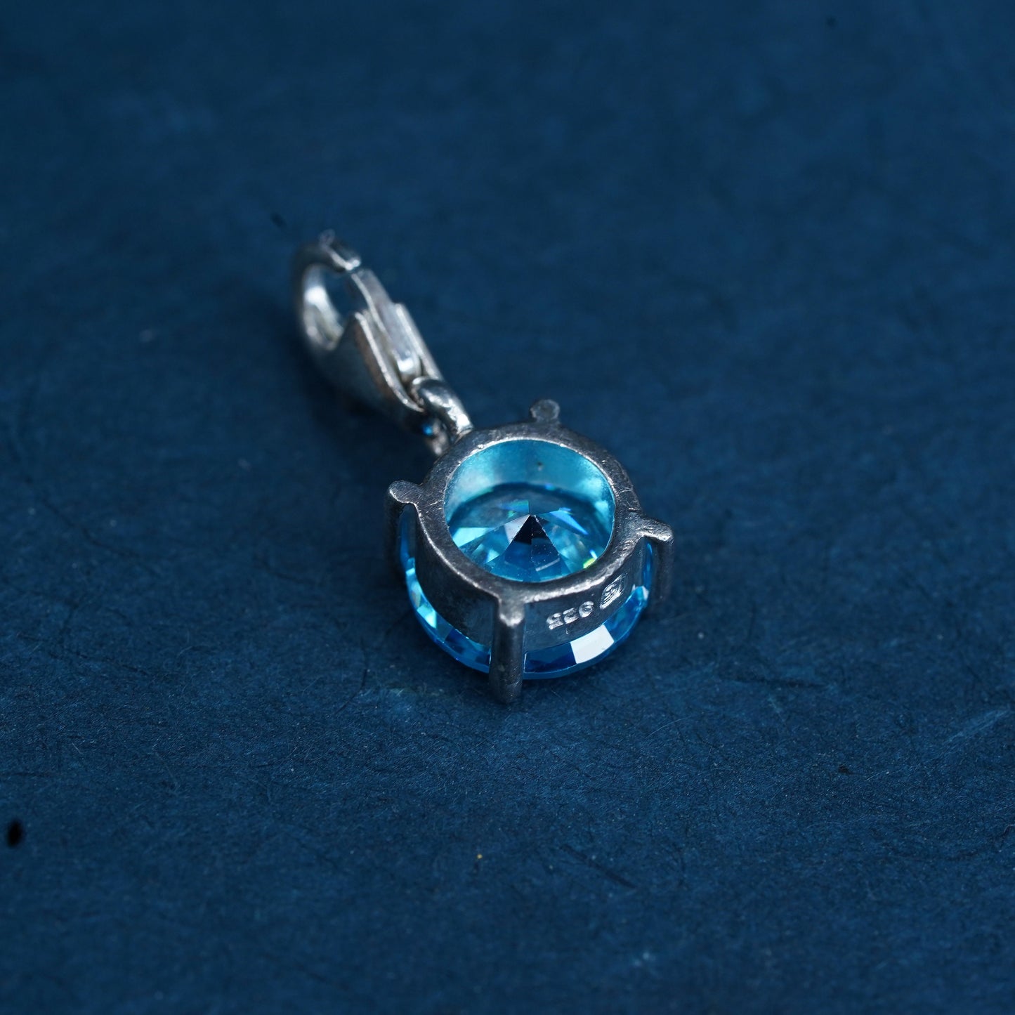 Vintage sterling silver 925 handmade charm with blue crystal