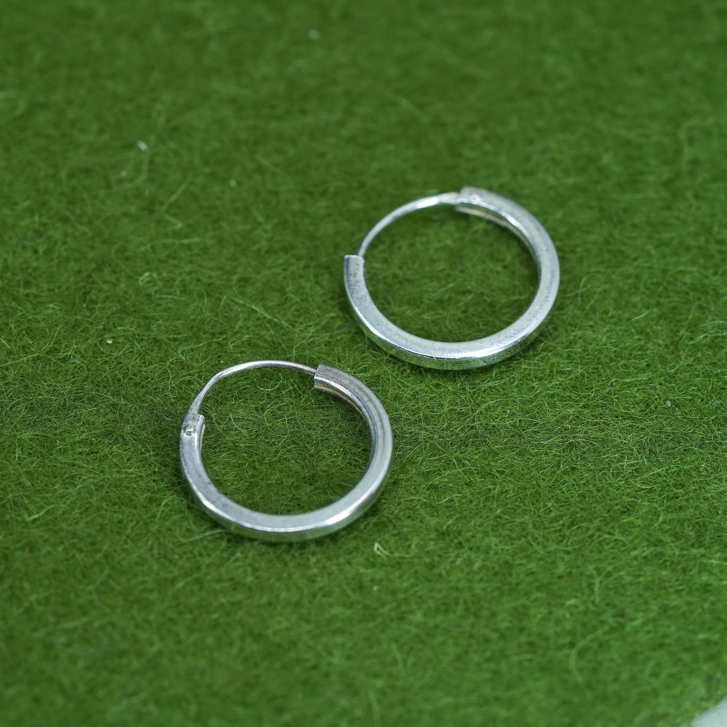 0.5", Vintage sterling silver loop earrings, fashion minimalist, fine 925 silver hoops