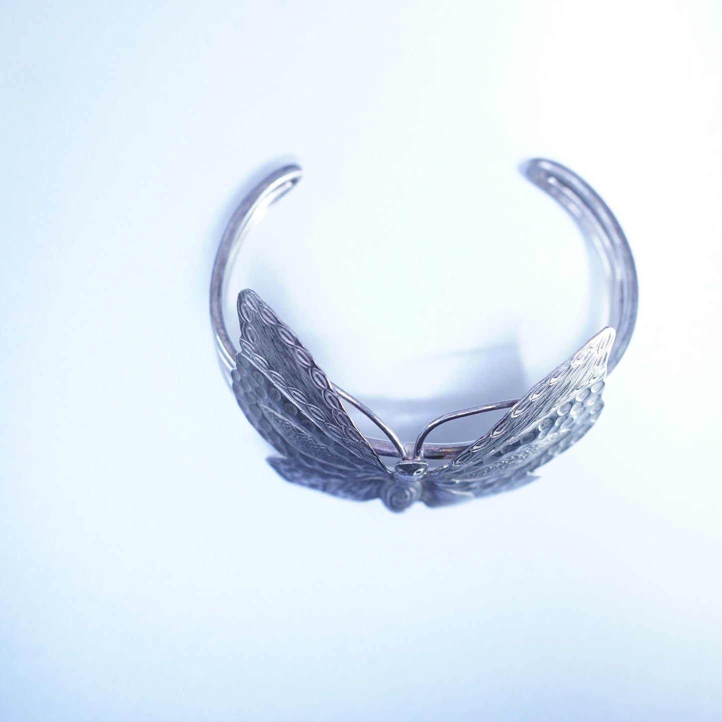 7.5”, Navajo Native American Sterling 925 silver bracelet, giant butterfly cuff