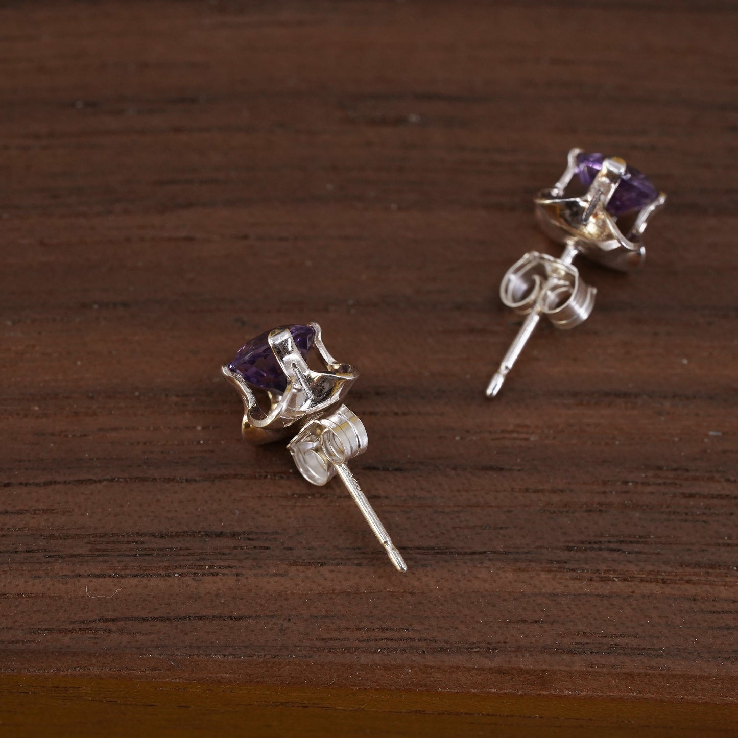 Vintage Sterling 925 silver amethyst studs, earrings