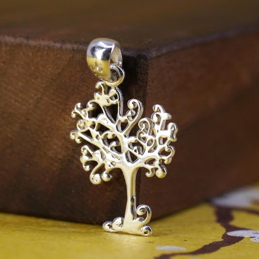 Vintage Sterling silver handmade pendant, 925 family tree charm