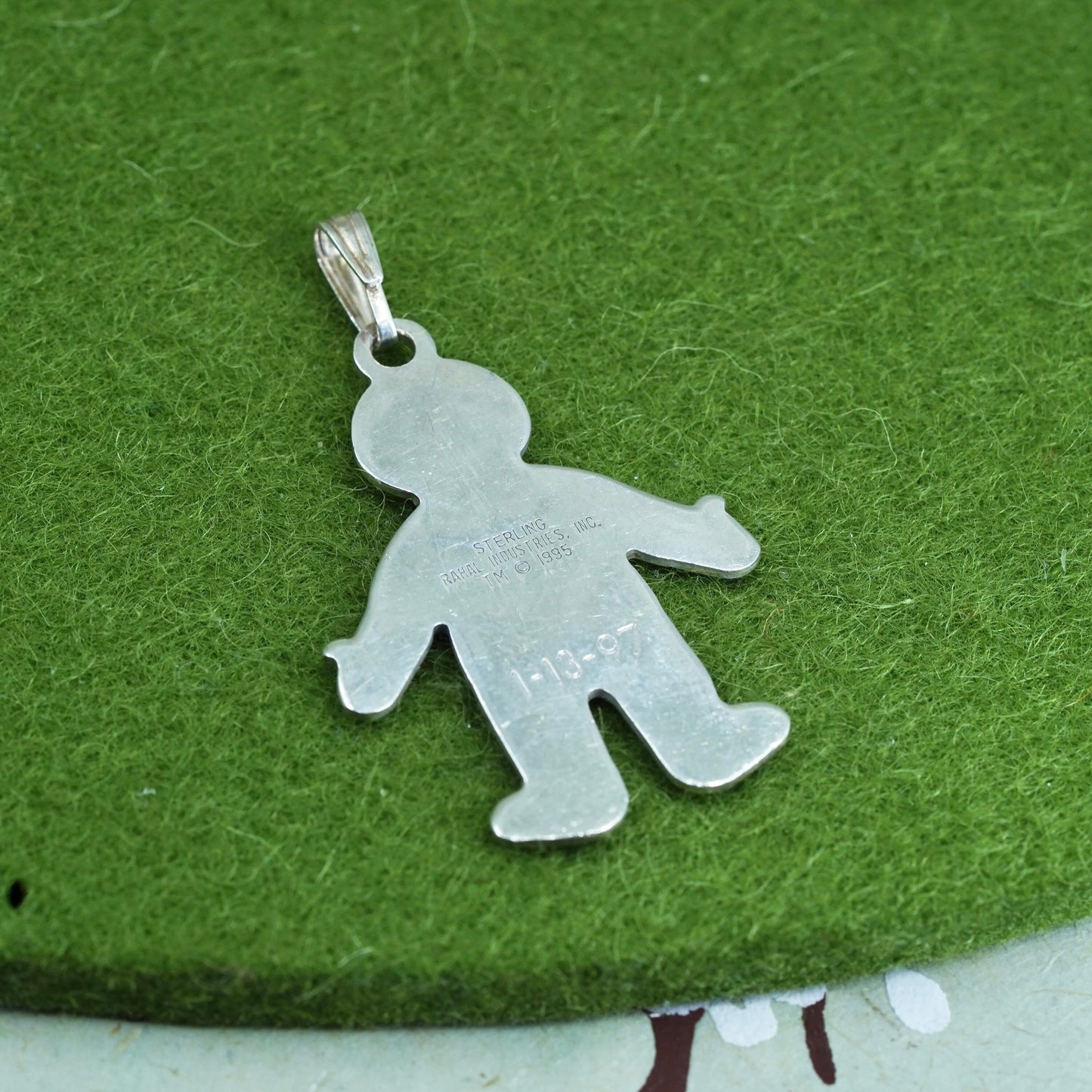 vtg sterling silver handmade pendant, 925 boy figure pendant engraved “Andrew”