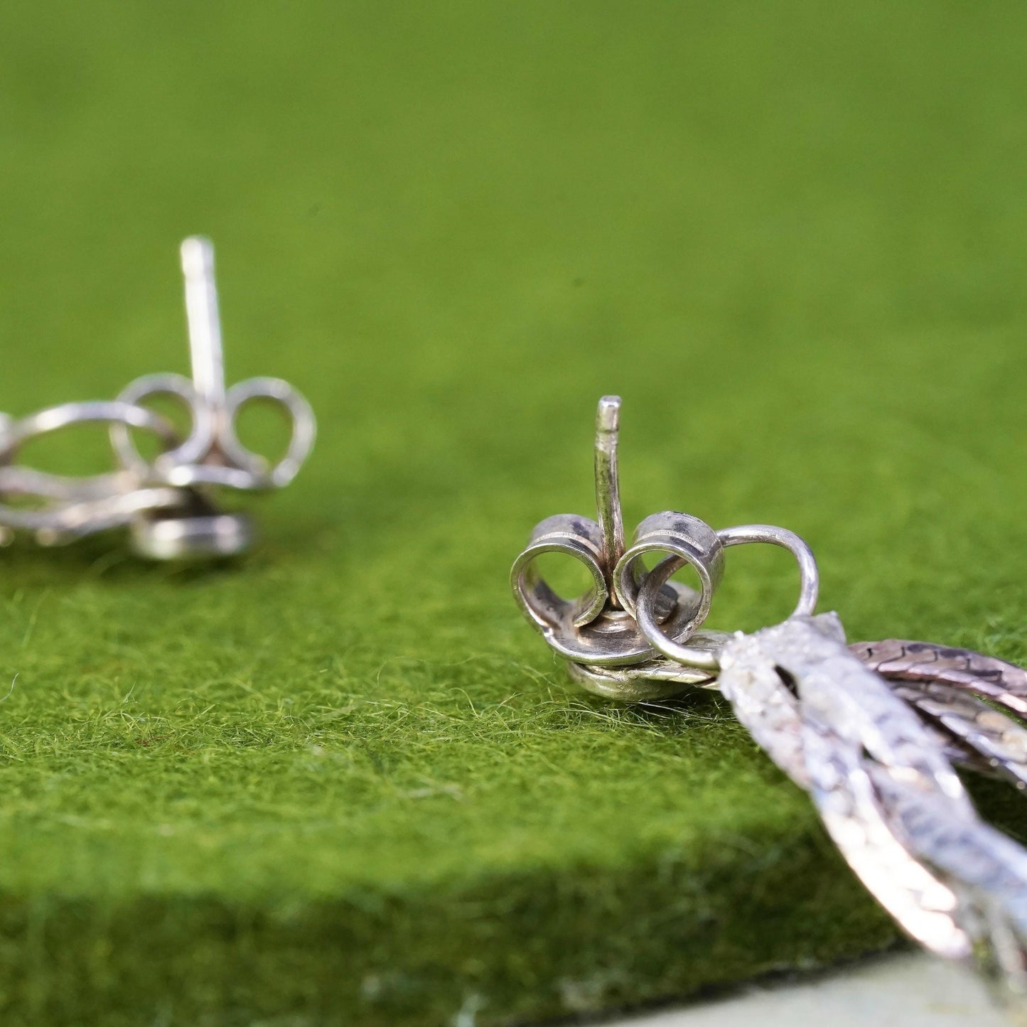 VTG Sterling silver handmade earrings, 925 liquid silver braided woven drops