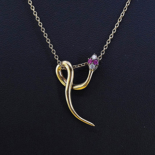 16+2", Elizabeth and James Jewlery vermeil yellow gold sterling snake necklace