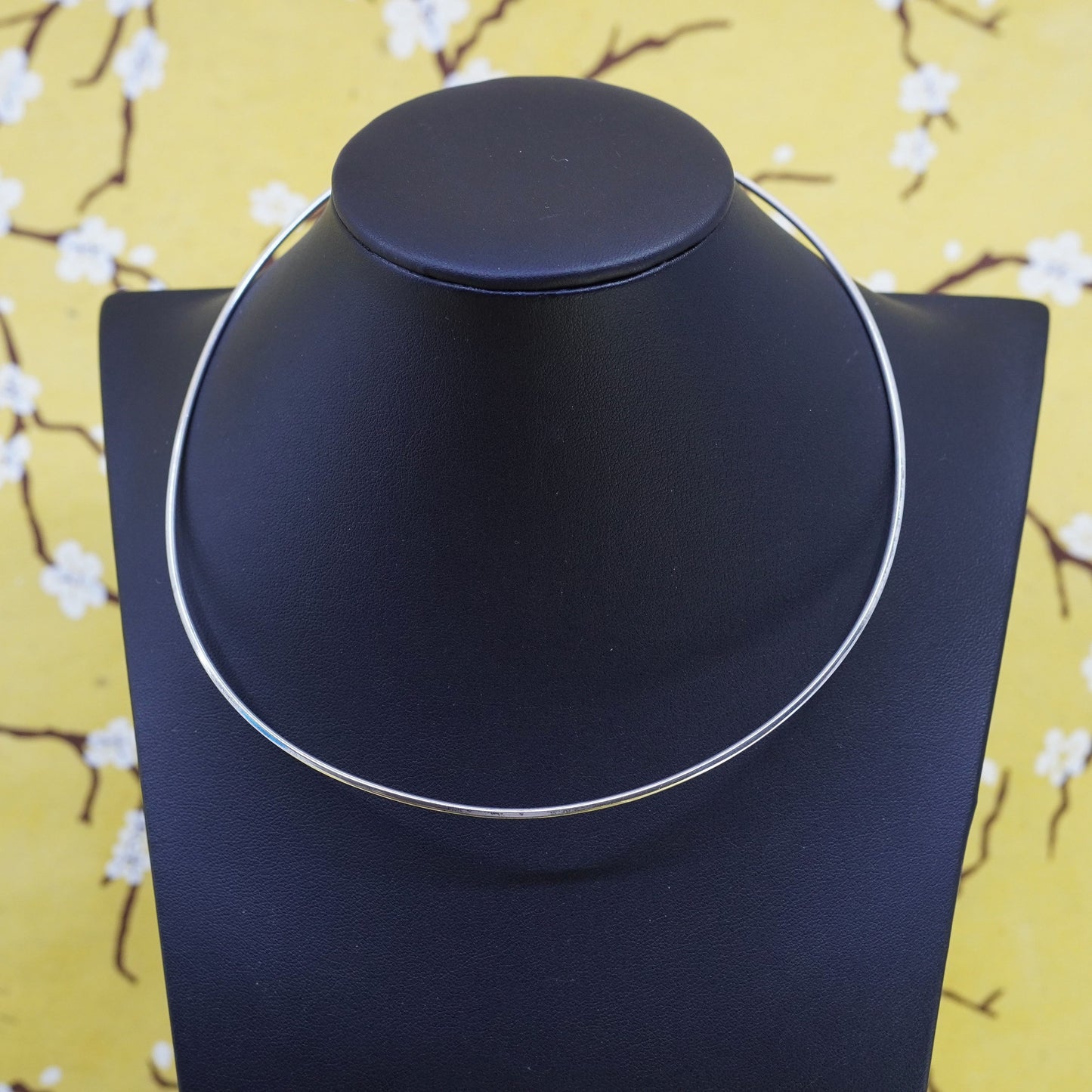 16”, Vintage sterling silver 925 handmade round choker collar necklace