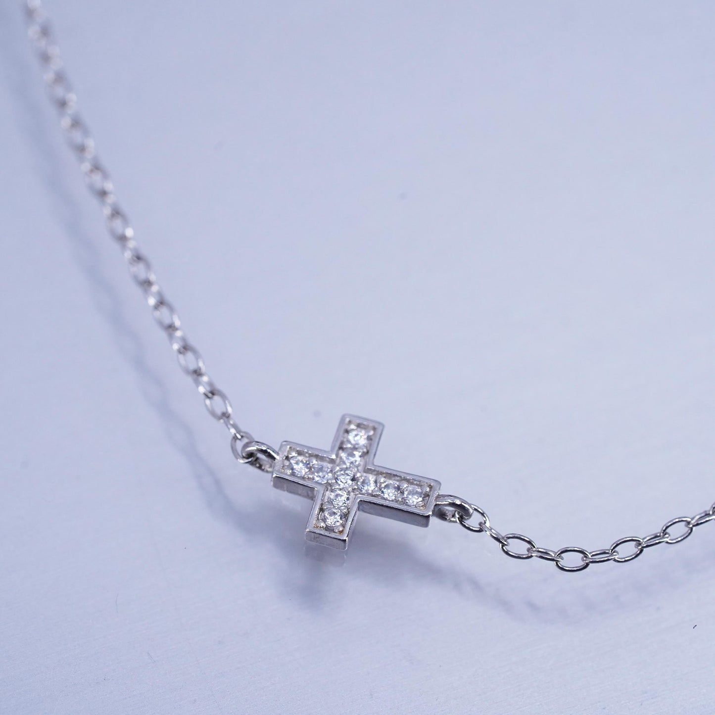 8.5+1”. Jewelry Sterling 925 silver bracelet, circle chain cross faith charms