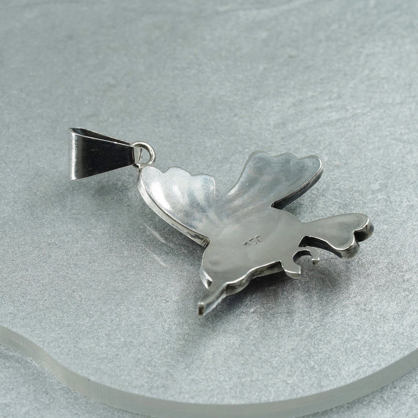 Sterling silver 950 handmade bird pendant, Peruvian Inca silver, hummingbird