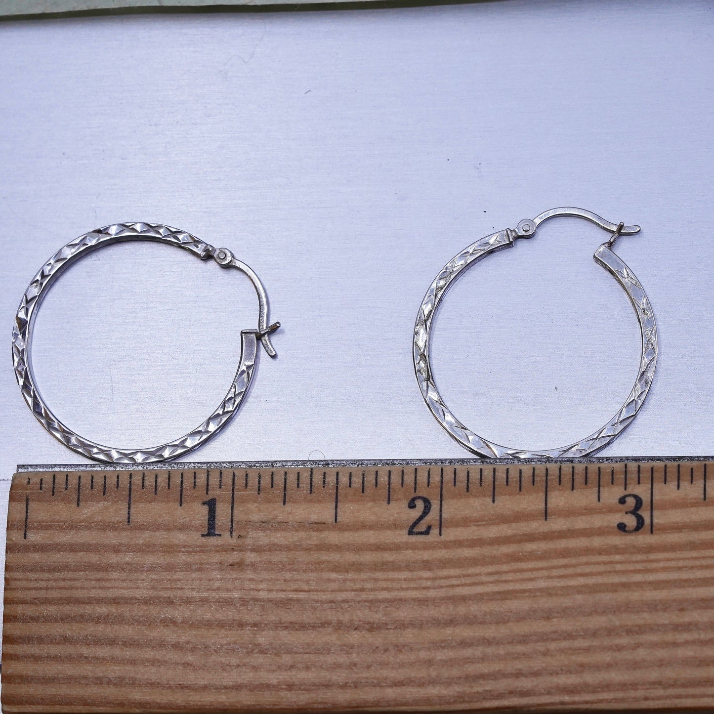 1.25", sterling 925 silver loop earrings, fashion primitive textured hoops