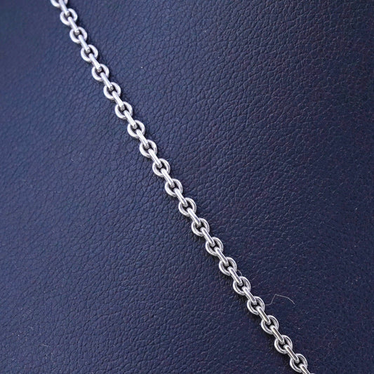 18" 1.6mm, Vintage Italian sterling circle link chain, 925 silver necklace