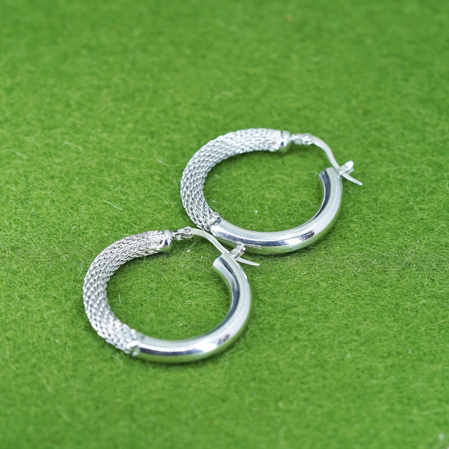 1.25”, VTG sterling silver loop earrings, fashion minimalist primitive hoops