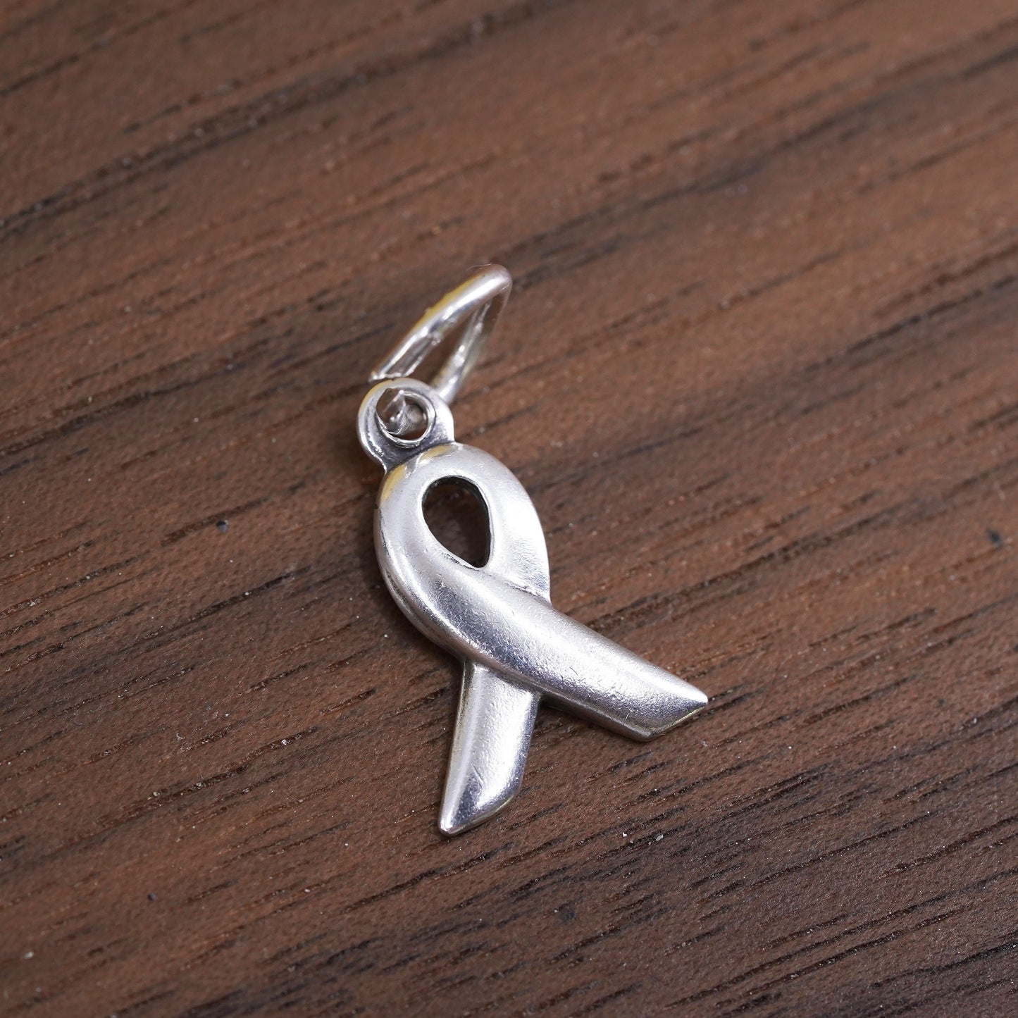 Vintage Native American 925 sterling silver breast cancer cure charm, ribbon