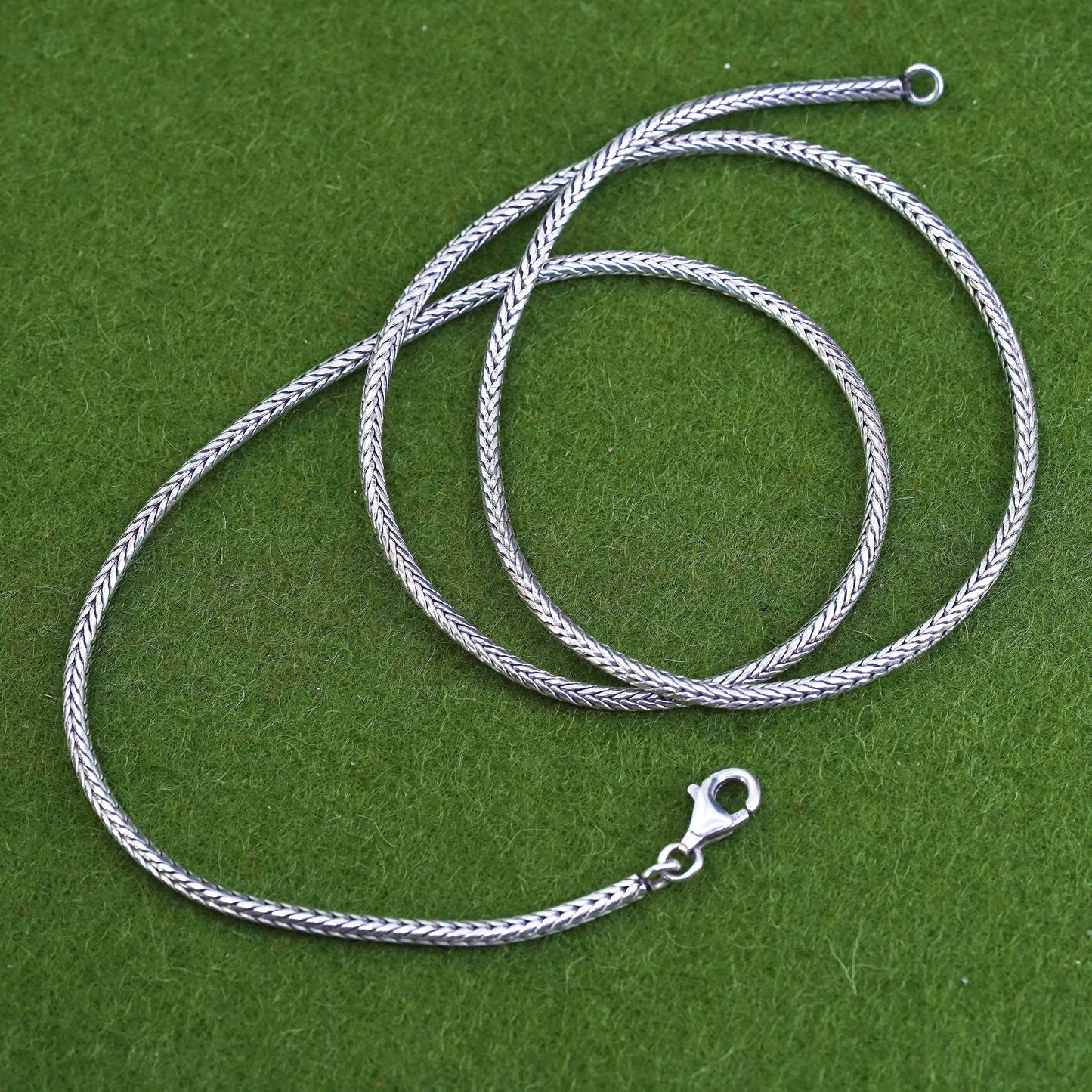 18", 2mm, vintage Sterling silver necklace, bold 925 Wheat chain