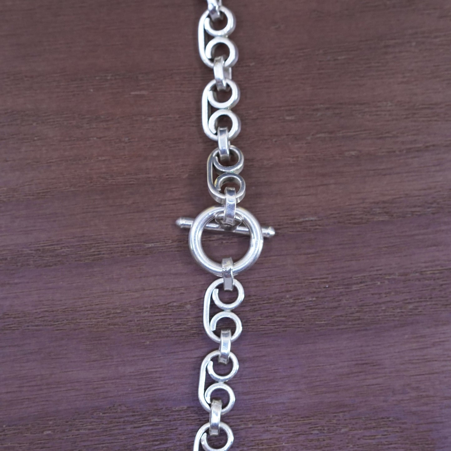 16” 8mm, vintage Sterling silver 925 handmade anchor chain necklace with heart