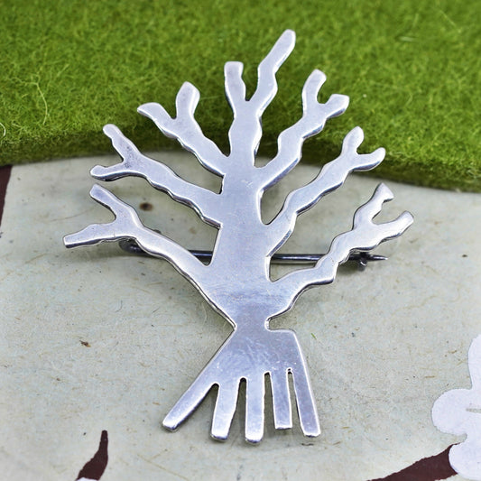 Vintage Beau sterling silver handmade brooch, 925 family tree