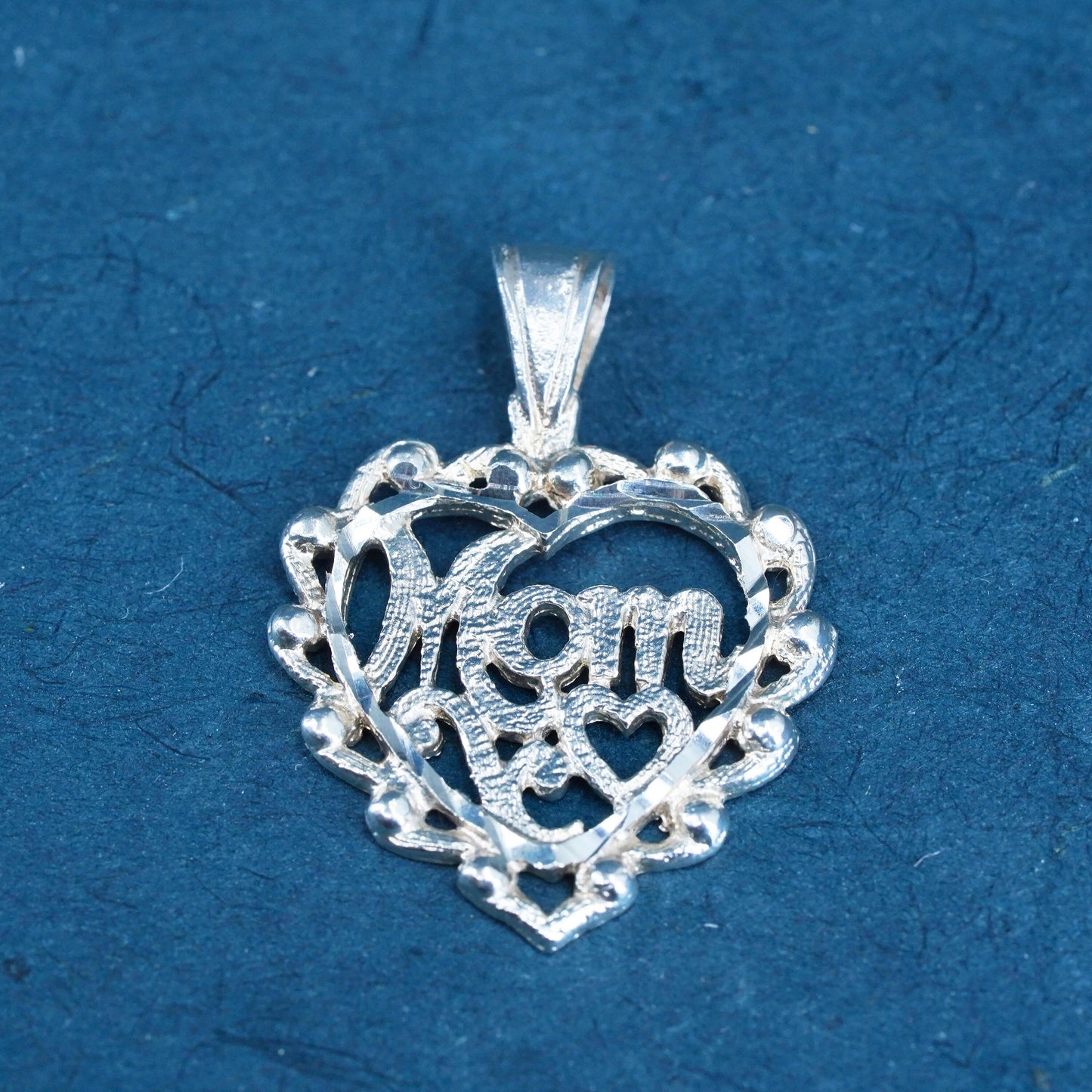 Vintage Sterling silver handmade pendant, 925 mom heart