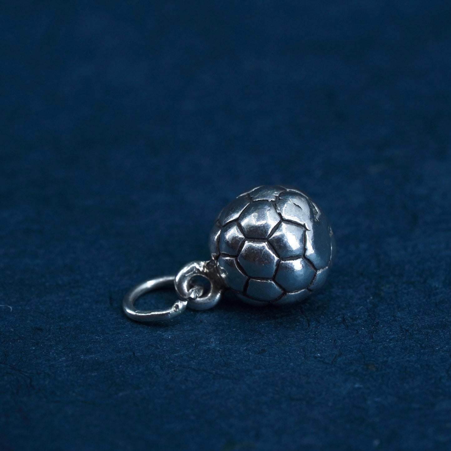 Sterling silver handmade pendant, solid 925 silver football , soccer charm