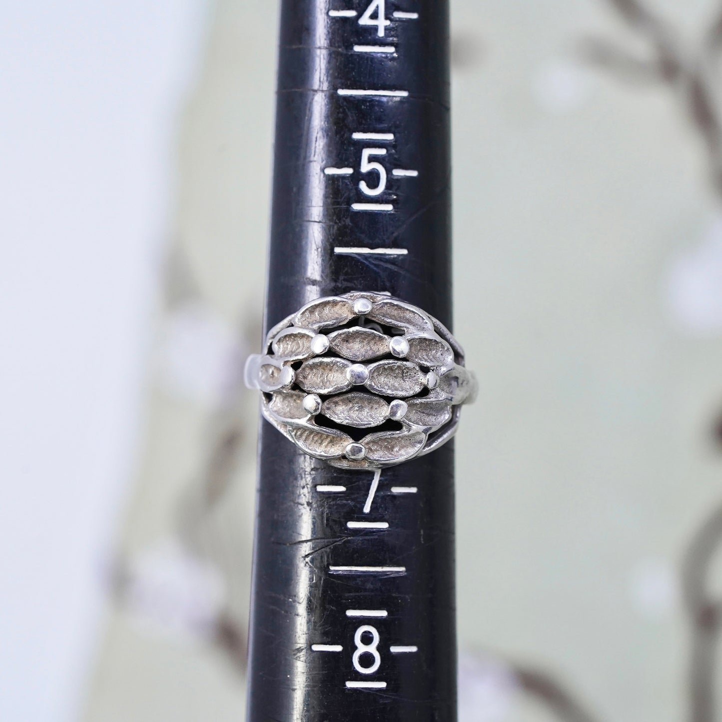 Size 6.5 vintage Sterling silver handmade ring, 925 beads band
