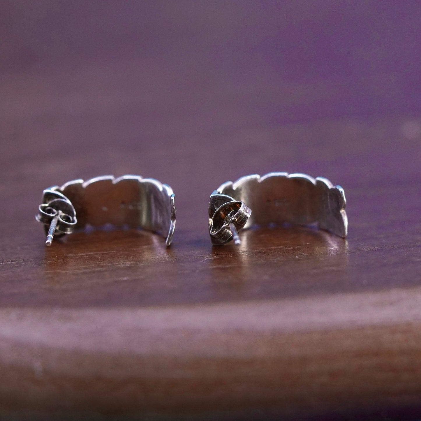 0.75”, southwestern Sterling Silver handmade Earrings 925 textured huggie studs