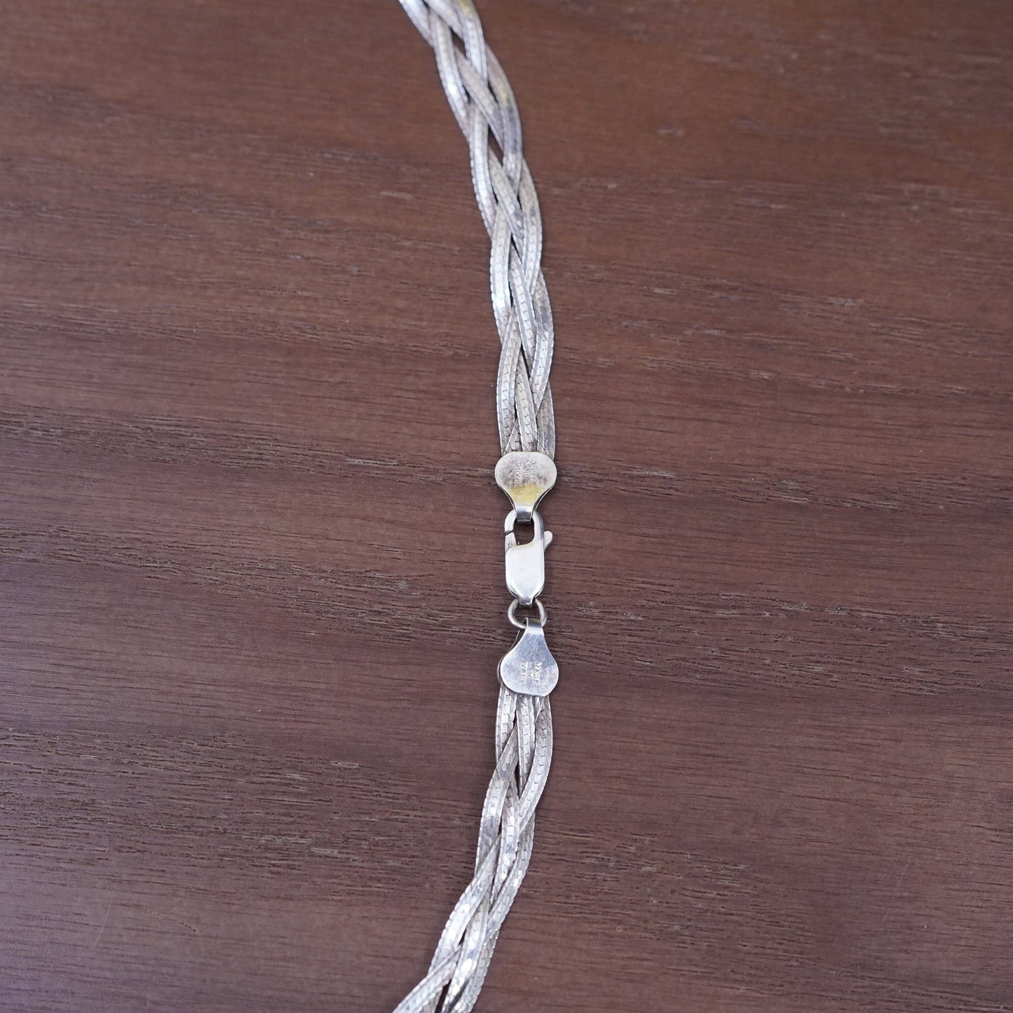 18” 8mm, vintage Sterling silver handmade necklace, 925 woven herringbone chain