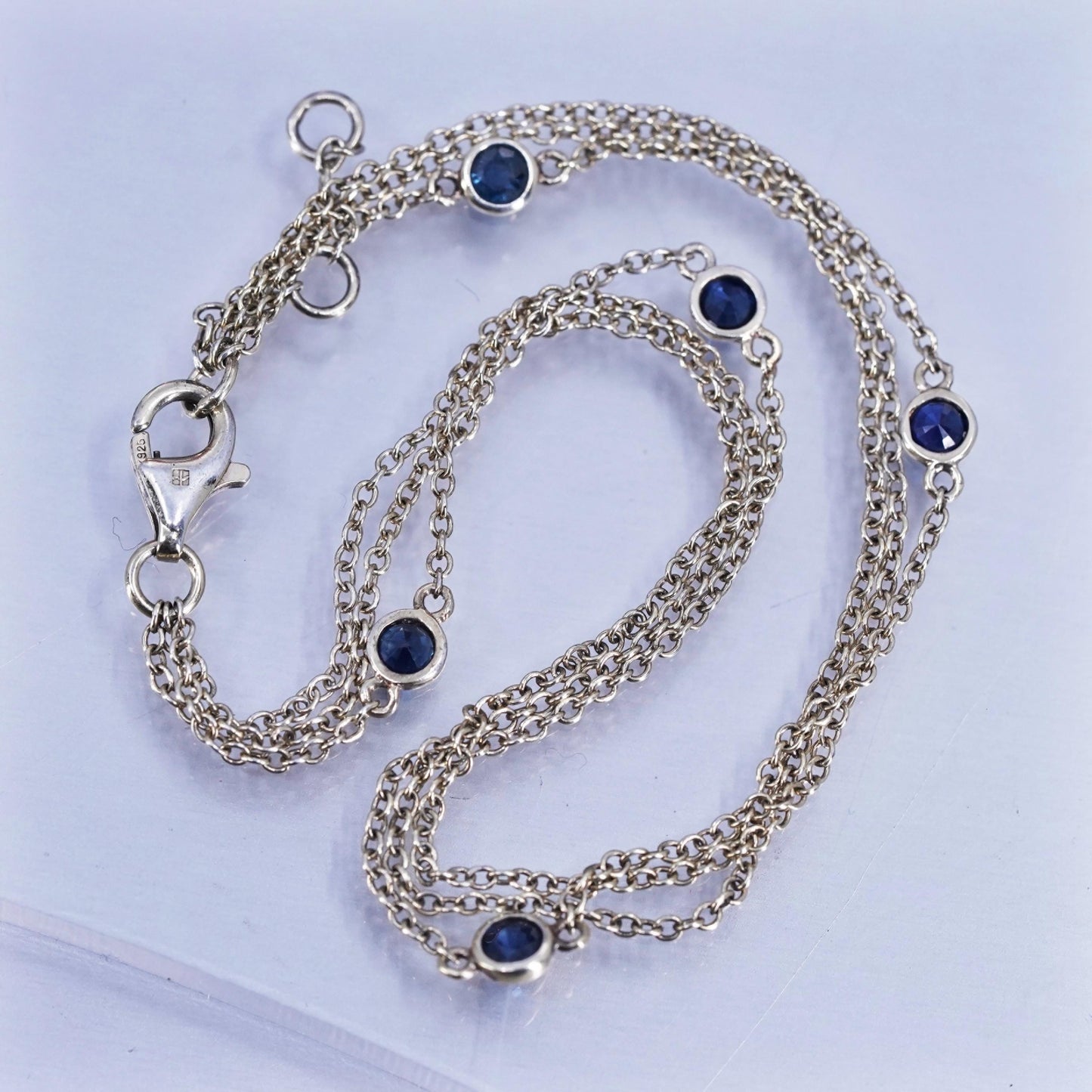 8.25”, vermeil gold Sterling 925 silver bracelet, multi strands sapphire beads