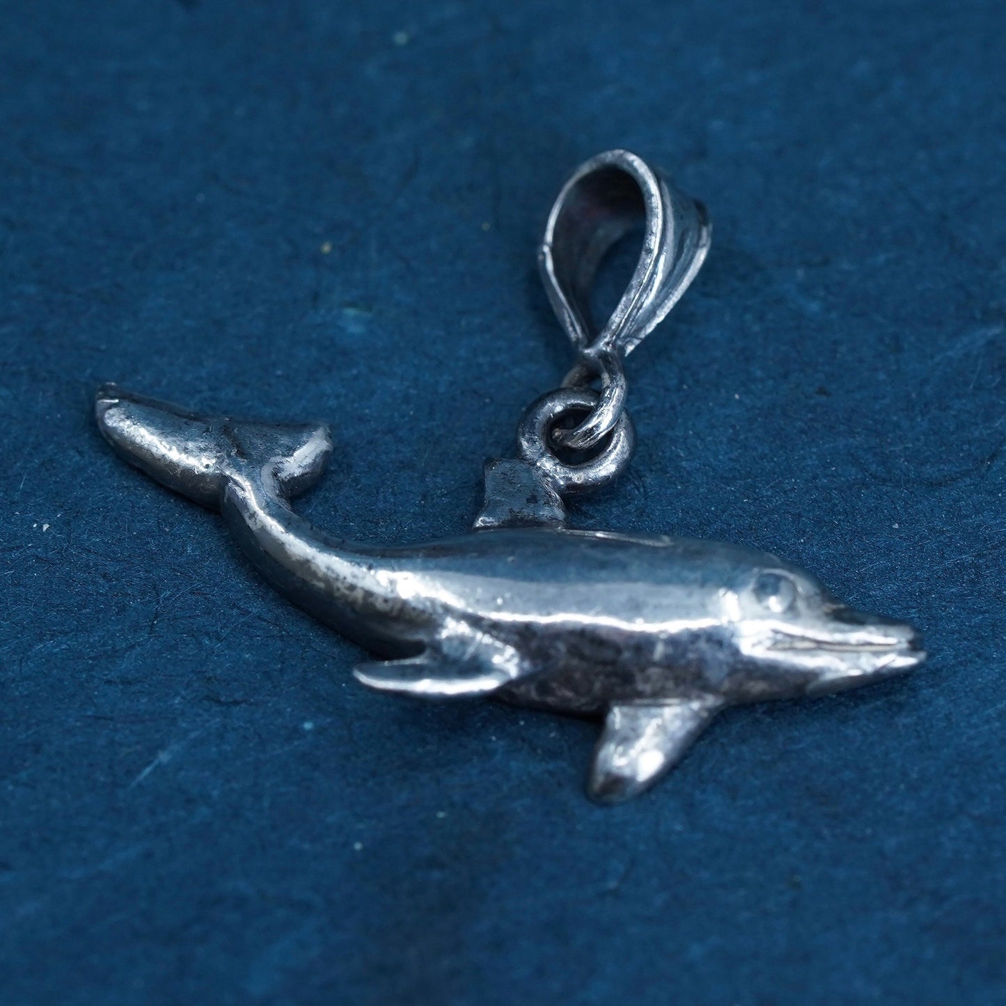 Vintage Sterling silver handmade dolphin pendant, 925 charm