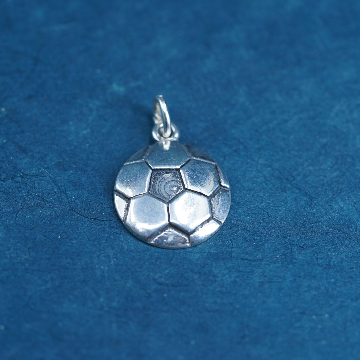 Vintage Sterling silver handmade pendant, 925 football soccer charm