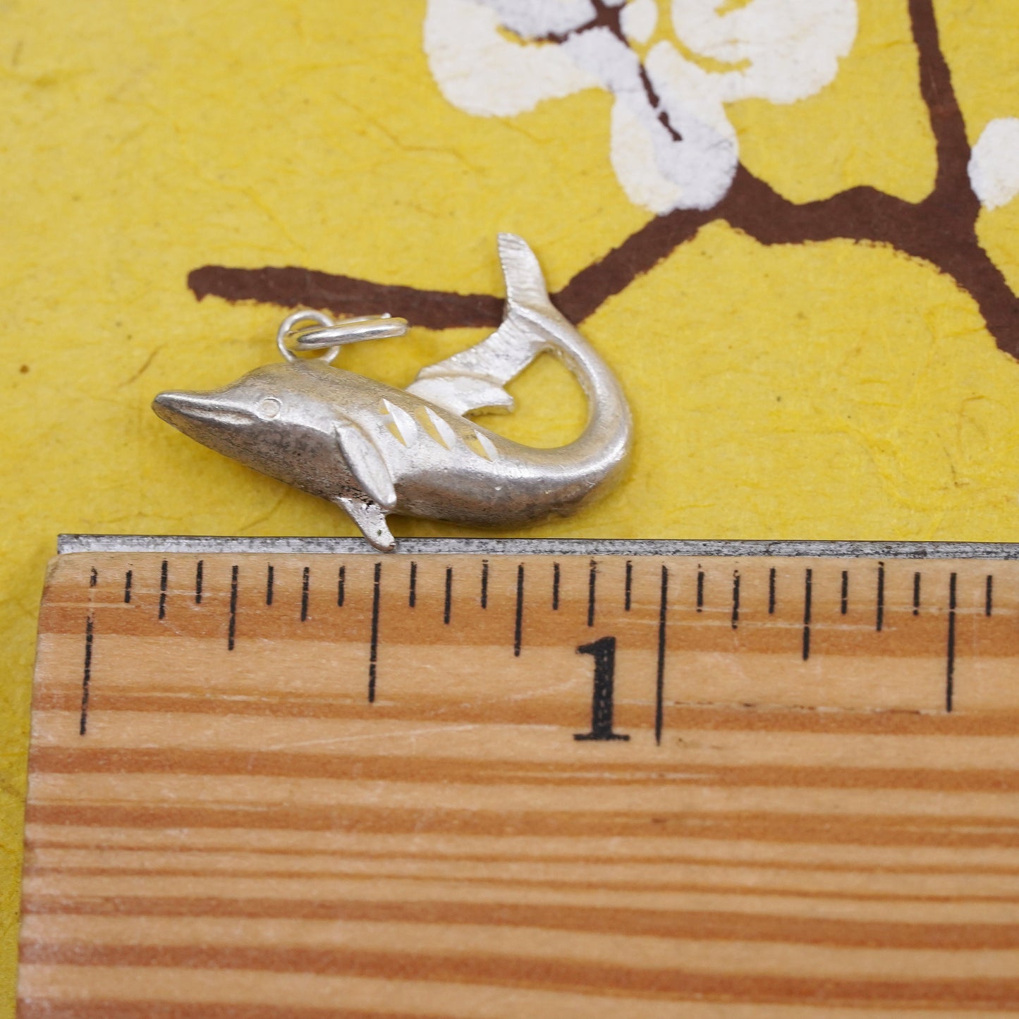 Vintage Sterling silver handmade pendant, 925 dolphin charm