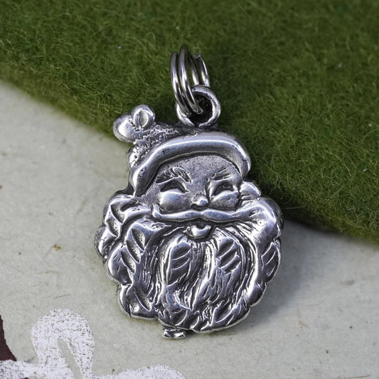 Vintage Sterling silver handmade pendant, 925 Christmas Santa charm