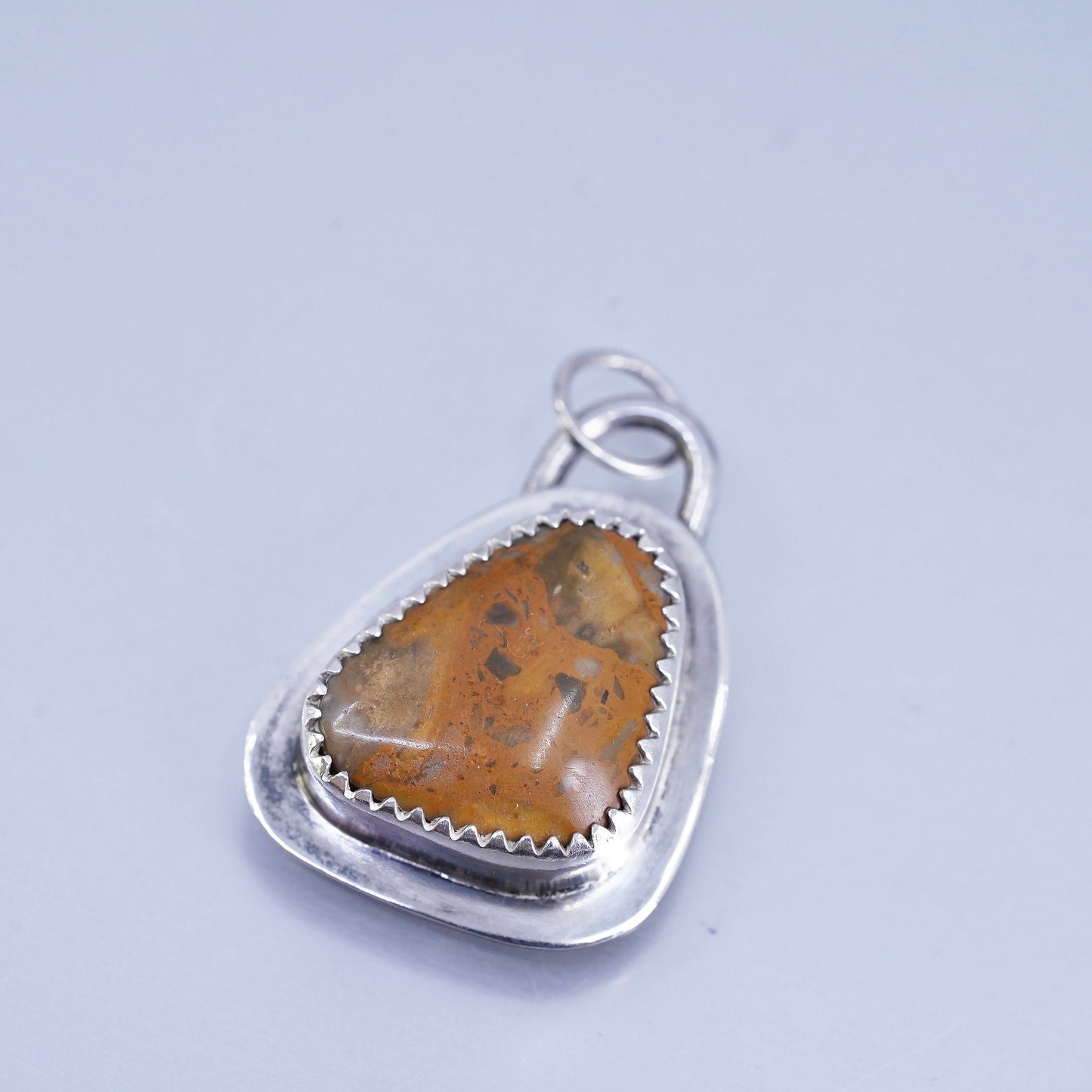 Vintage southwestern sterling 925 silver handmade pendant with golden agate