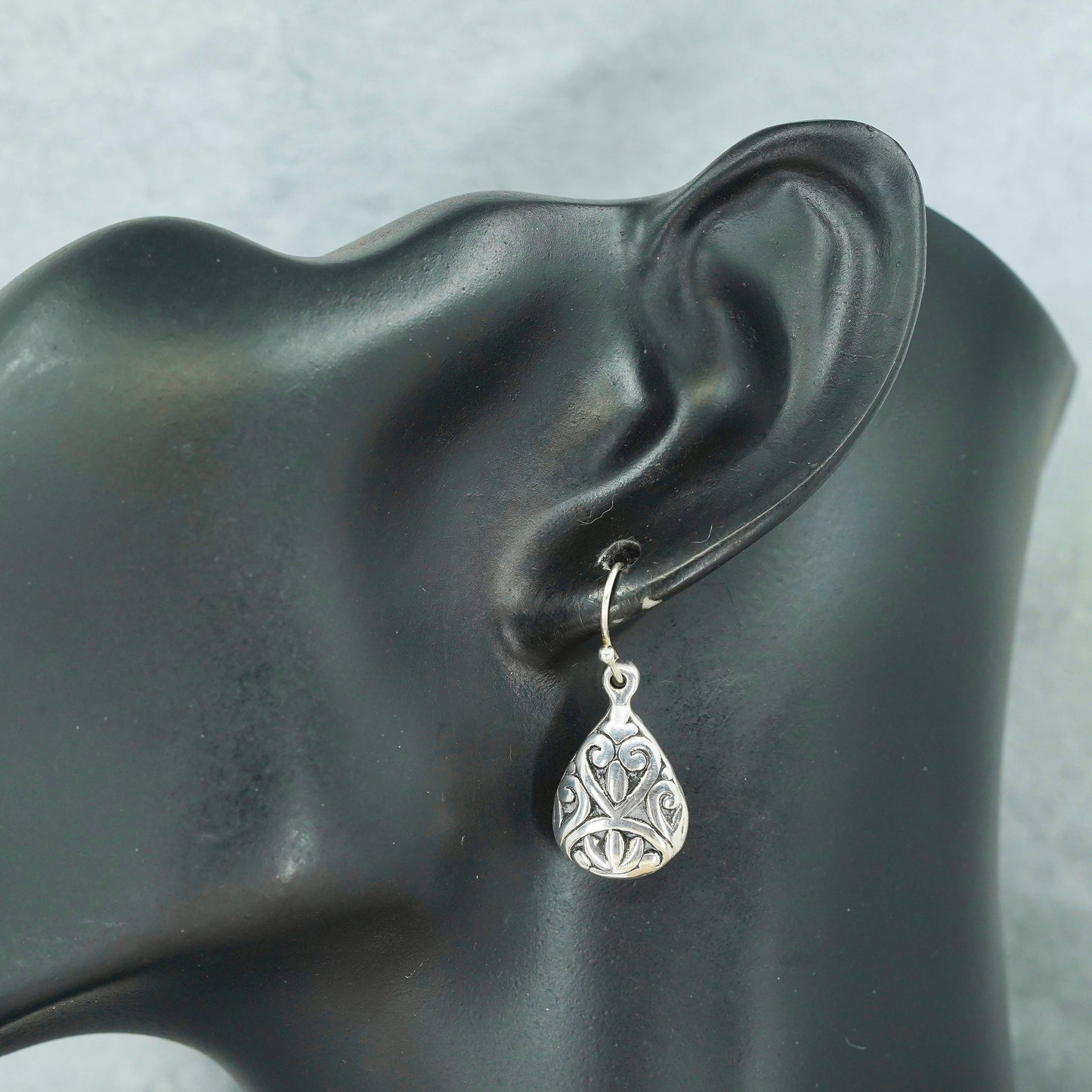 Vintage Sterling 925 silver filigree teardrop earrings