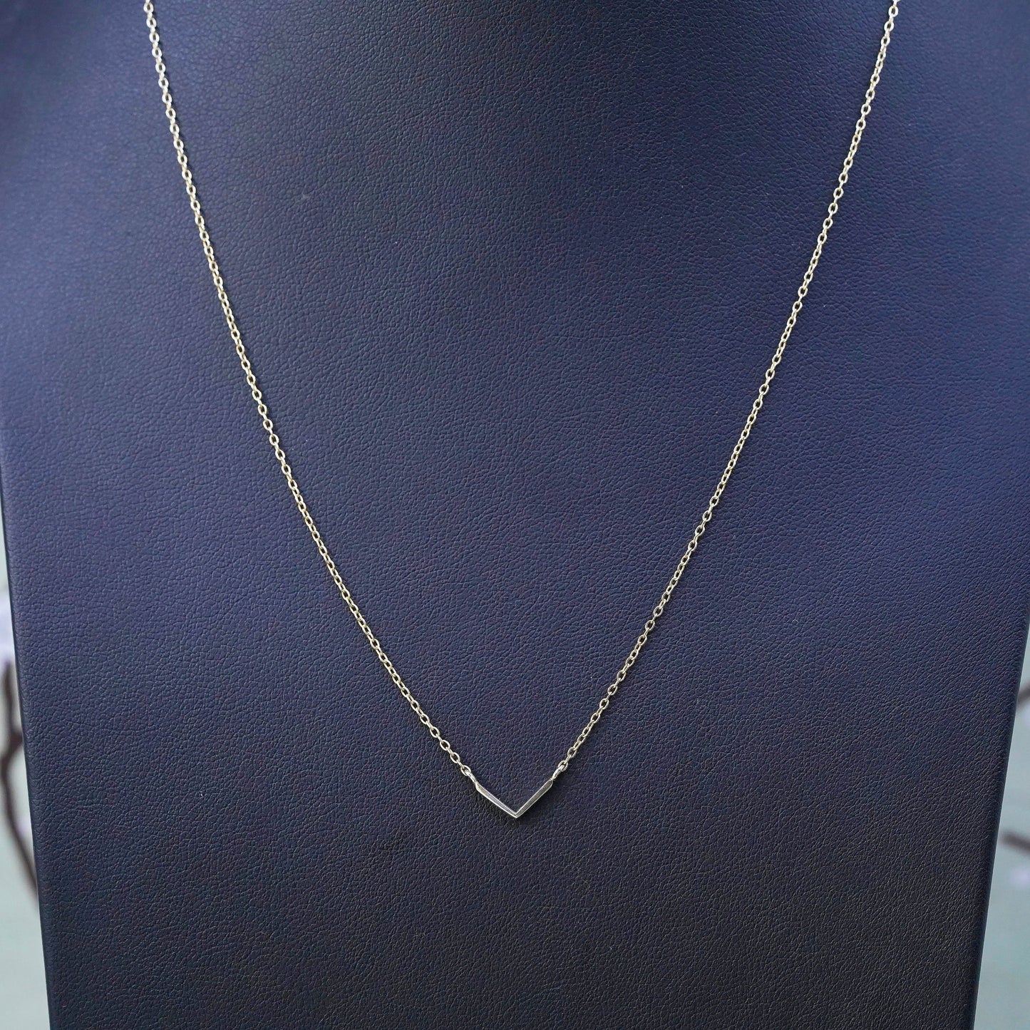 16+2”, vermeil gold over sterling silver circle chain necklace with V pendant