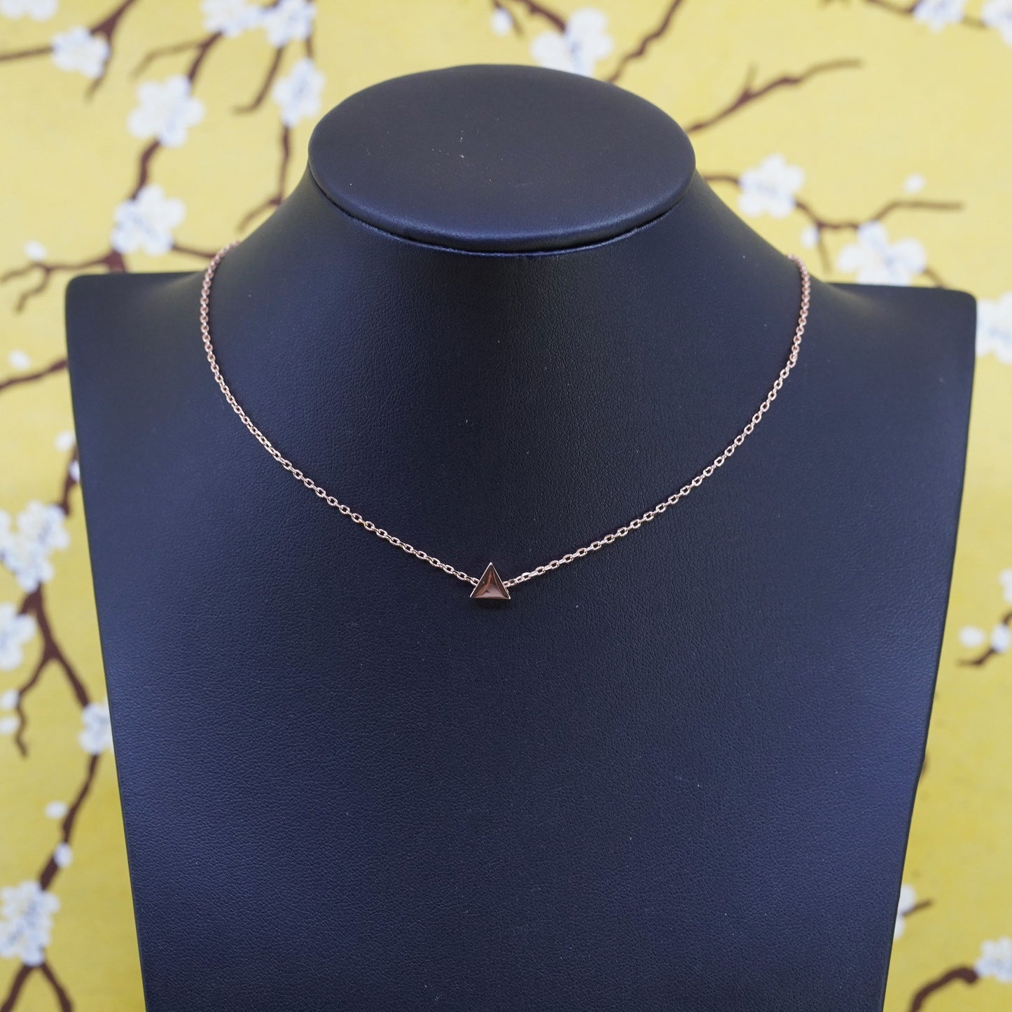 16+2”, vermeil rose gold Sterling silver necklace, 925 circle chain triangular