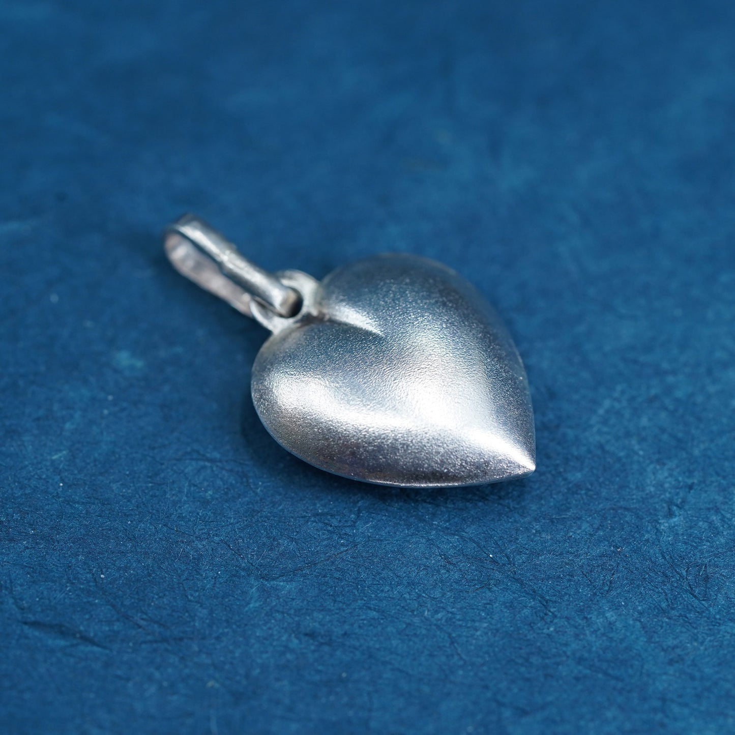 Vintage Sterling silver handmade pendant, puffy 925 heart, stamped 925