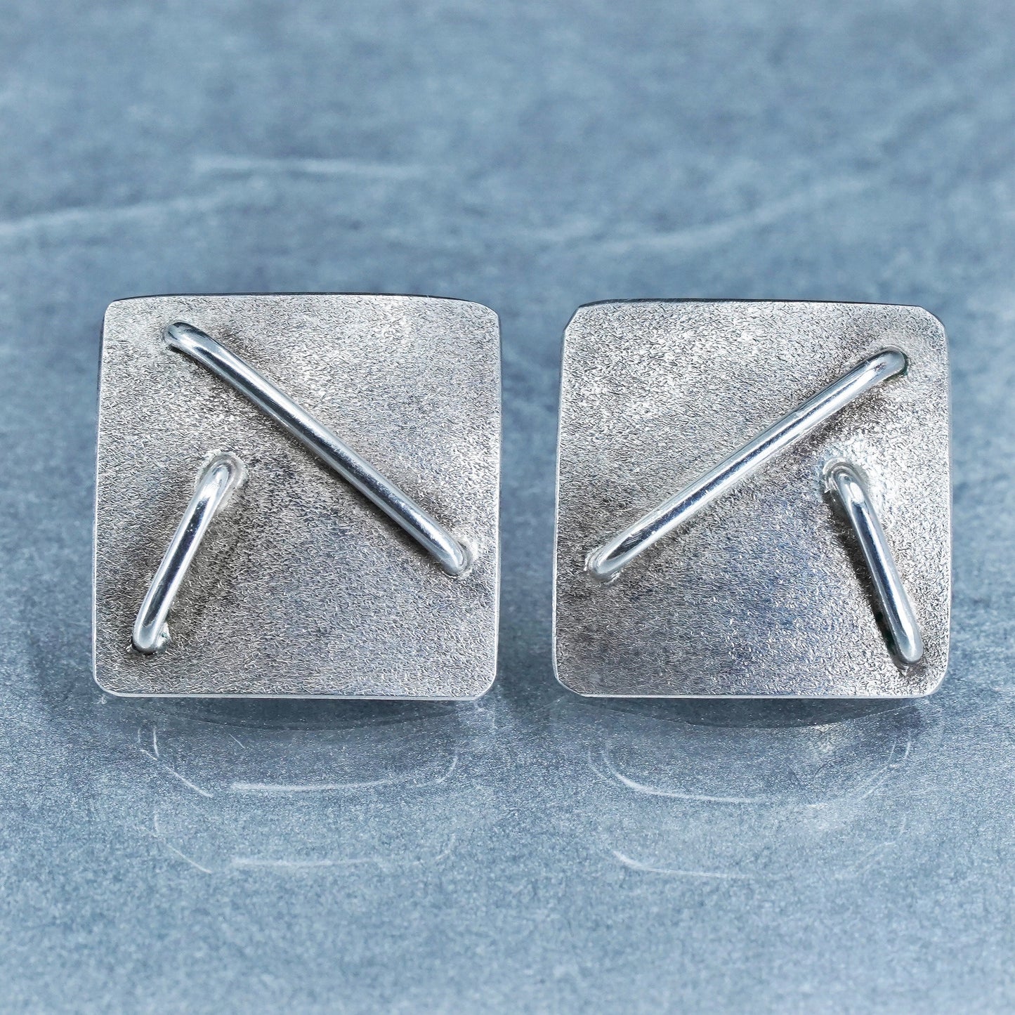 Designer modern Sterling silver handmade earrings, matte 925 studs