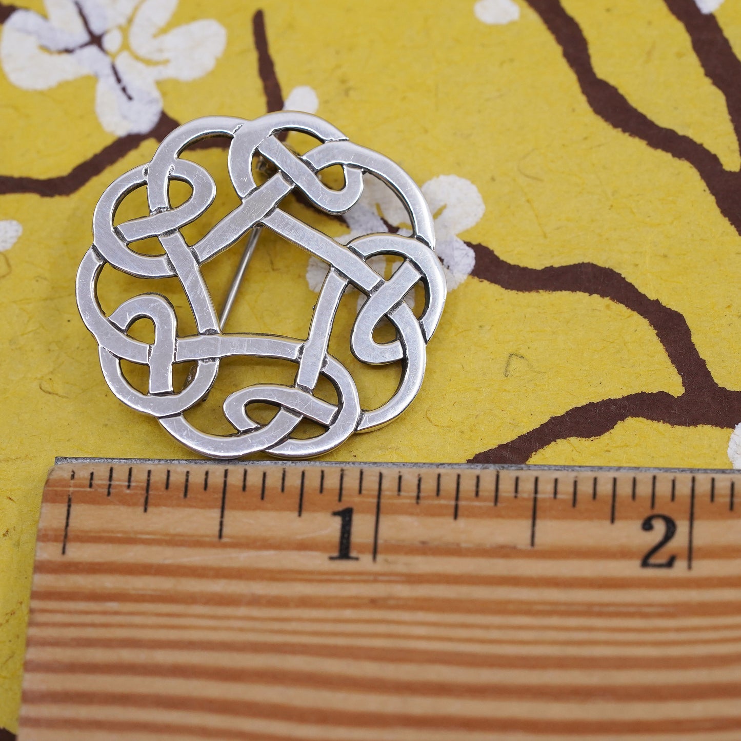 Vintage handmade sterling 925 silver Irish celtic knot brooch